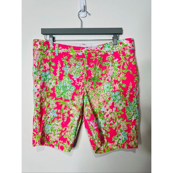 Lilly Pulitzer Pants - Lilly Pulitzer The Chipper Short Bermuda Shorts Sz 14 Pink Green Southern Charm